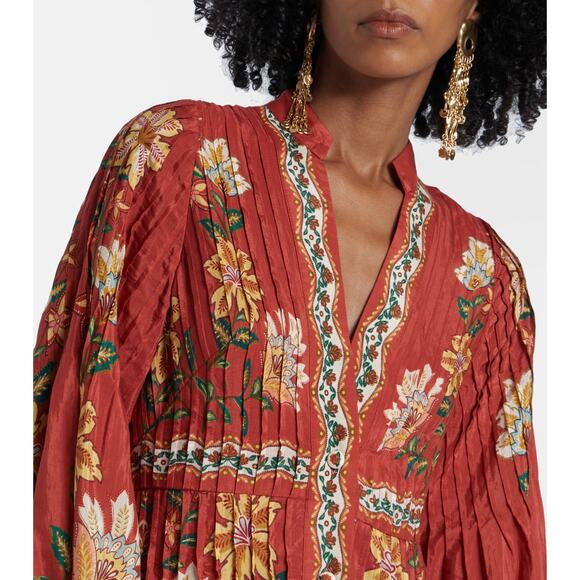 $350 NWT FARM RIO Garden Delight Red Fall Floral Midi Dress – Medium - Picture 6 of 15